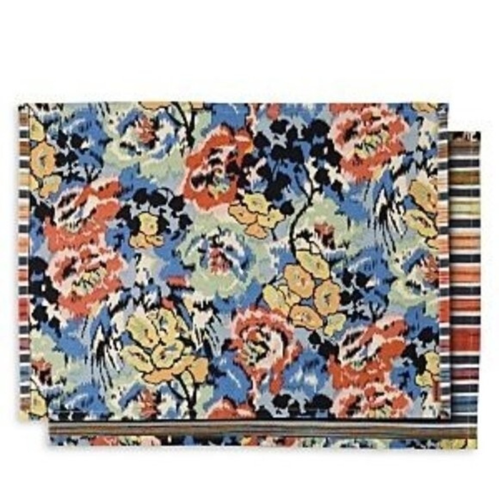Missoni Home Ajaccio 2 Floral Ikat Placemats Blue Coral 15x20.5 1A4TV00505E37